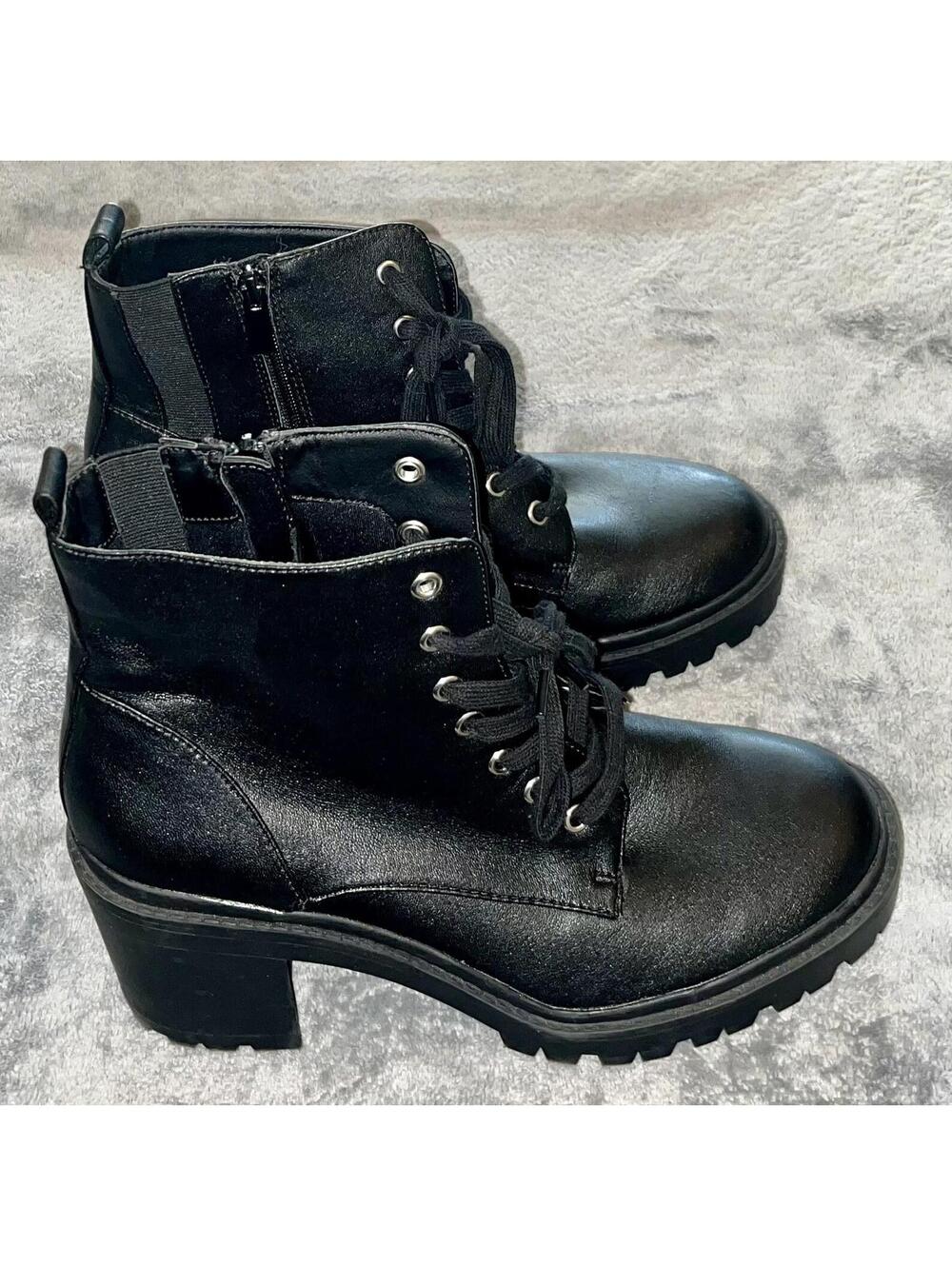 Torrid Womens Black Lace Up Zipper Side Booties Shoes  Size 10.5